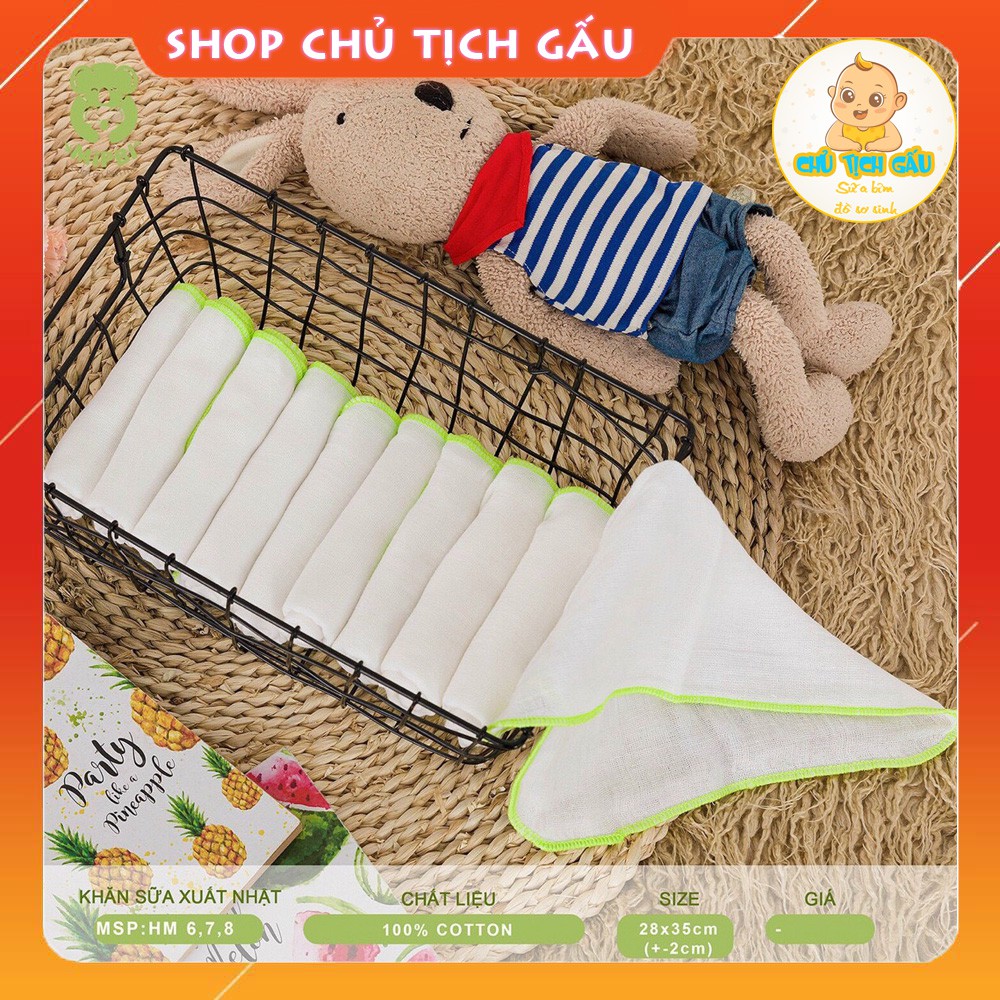 Khăn sữa xuất Nhật Mipbi cotton MIPBI 28x36cm ( Set 10 chiếc )