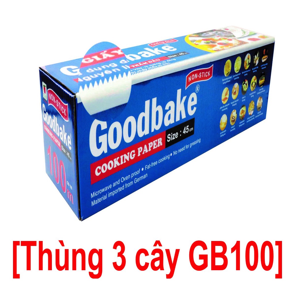 [THÙNG 3 CÂY GB100 (45cm x 100m)] Giấy nến nướng bánh GOODBAKE Baking Paper