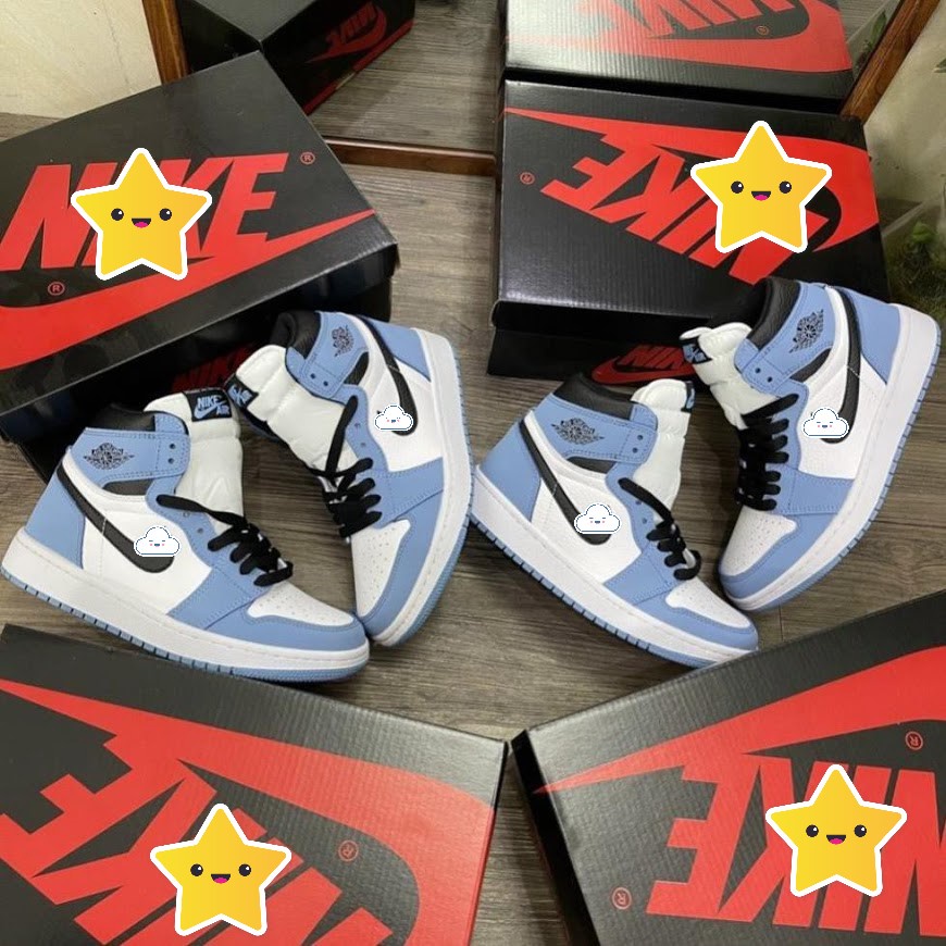 Giày air Jordan high cao cổ xanh dương, Giày Jodan cổ cao các mẫu nam nữ hot nhất tặng full box bill