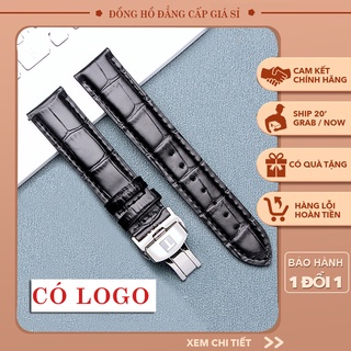 Dây đồng hồ nam da cá sấuTissot khóa bạc size 20mm (màu đen) SIÊU ĐẸP