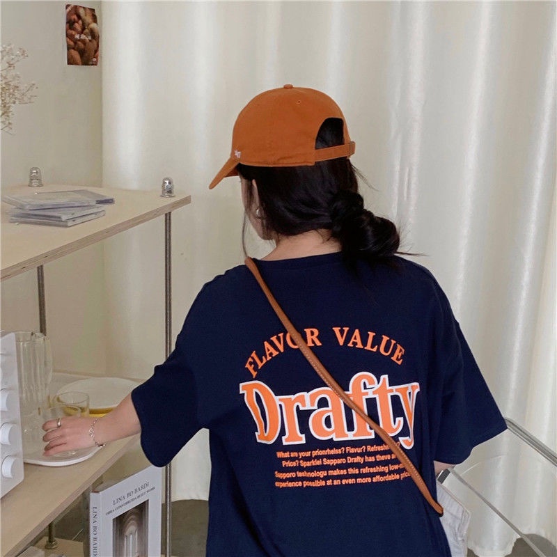 Jiashucheng Áo Thun Tay Ngắn Dáng Dài Qua Gối Phong Cách Hong Kong Thời Trang Mùa Hè