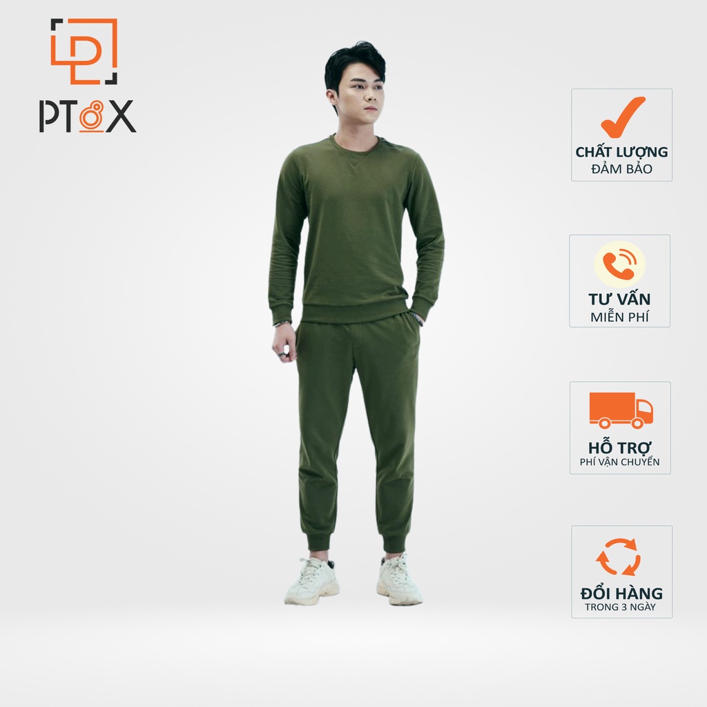 Bộ Thể Thao Nam Chất Nỉ 1 Màu Xanh Trẻ Trung Năng Động Form Regular Từ 50-75Kg PT8X-THỜI TRANG UNISEX