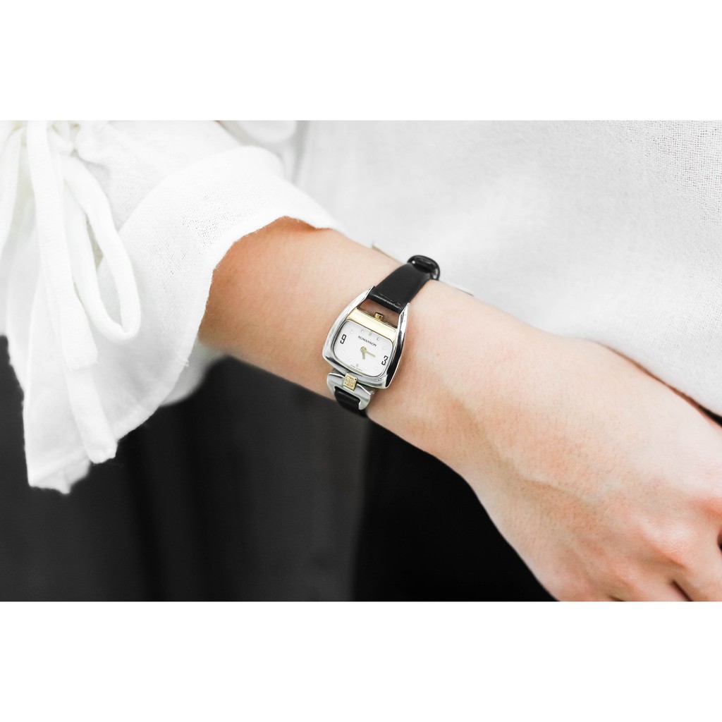 Đồng hồ Romanson Watch RN1206QL nữ mặt nhỏ đính đá kính chống xước máy Thụy Sĩ chống nước dây da cao cấp chính hãng
