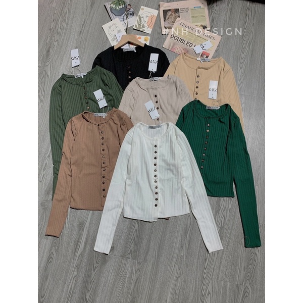 Áo len tăm cúc bọc khuy gỗ tôn dáng | BigBuy360 - bigbuy360.vn