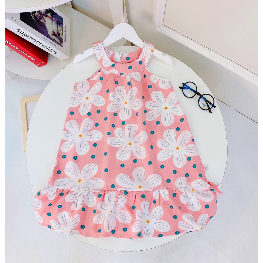 ✓22-40kg✓ Váy lanh lụa cổ yếm Bb Angel cho bé gái từ 22-40kg