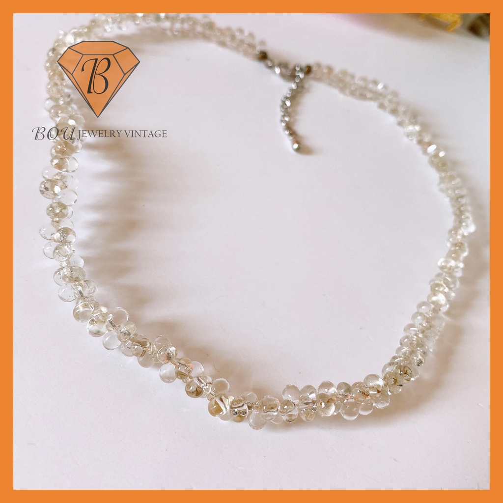 VÒNG CỔ ĐÁ TRẮNG SECONDHAND TRANG SỨC SI NHẬT BẢN BOU JEWELRY VINTAGE MÃ VC336
