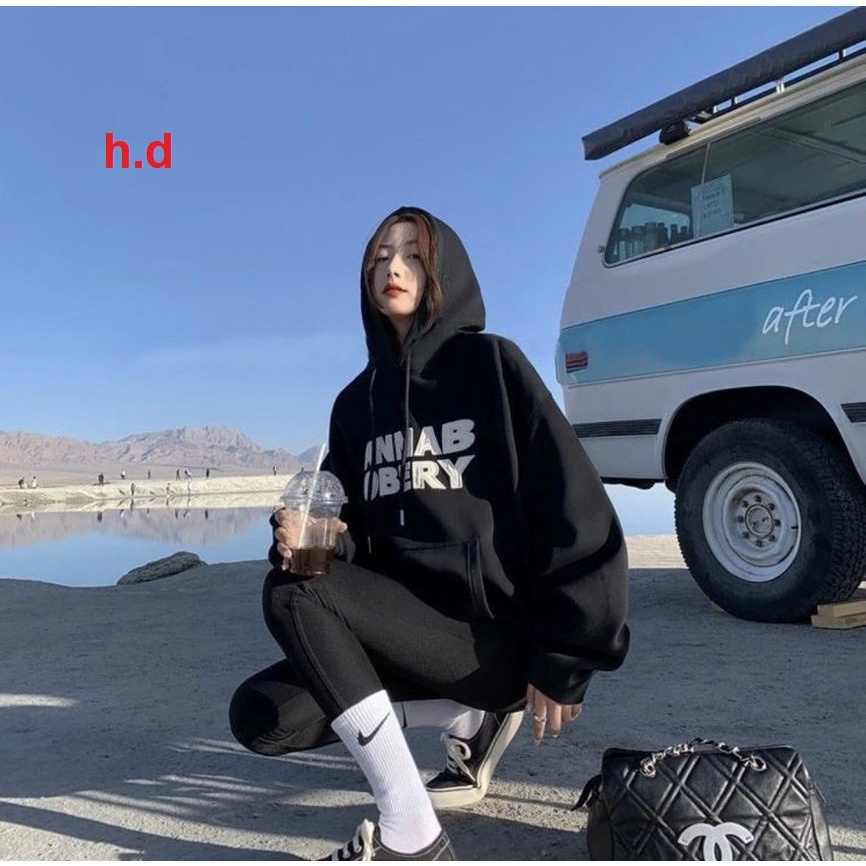 [ hottrend ] Áo hoodie  Nữ AN.NAB Chất nỉ ngoai Mũ 2 lớp from to rộng