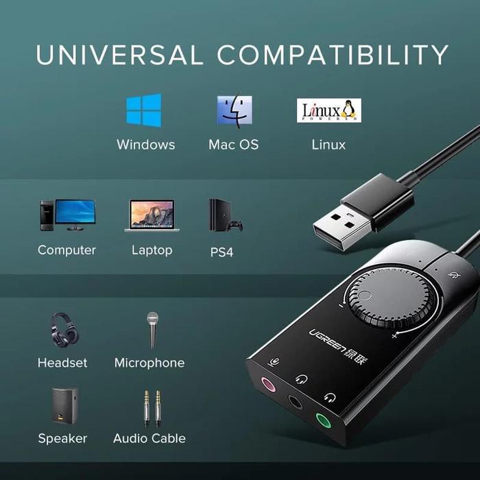 Bộ Chuyển Đổi Âm Thanh Ngoài Usb Ugreen Có Nút Điều Chỉnh Âm Lượng 15cm | BigBuy360 - bigbuy360.vn