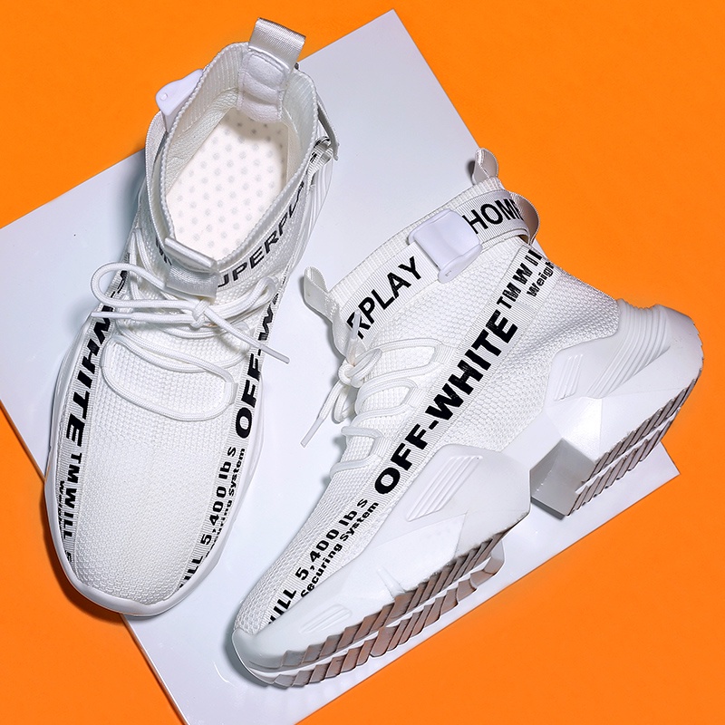 Giày Thể Thao OFF-WHITE Vải Dệt Siêu Mỏng Cổ Cao Thời Trang Cho Nam