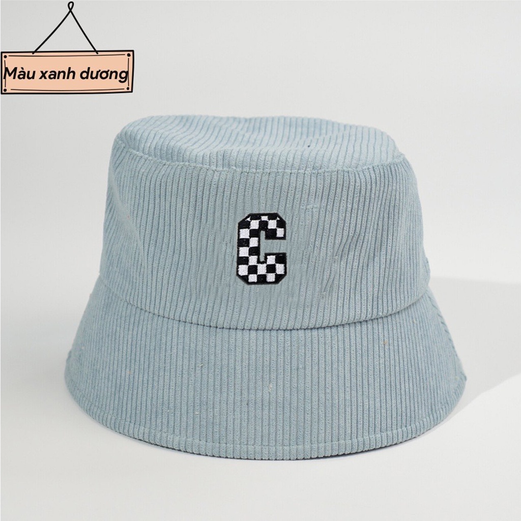 Mũ Bucket Nhung Gân Nón Tai Bèo Vành Cụp Chữ C Viền Caro 467B Nhiều Màu Sắc Ulzzang Form Unisex Nam Nữ - Hazo