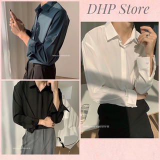 Áo sơmi tau dài dáng rộng phong cách retro