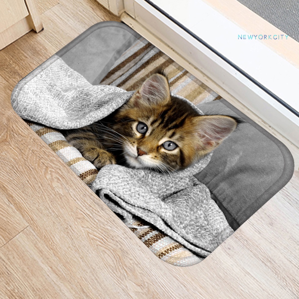 Thảm lót cửa chùi chân Mềm Mại Chống Trượt Họa Tiết Mèo Dễ Thương