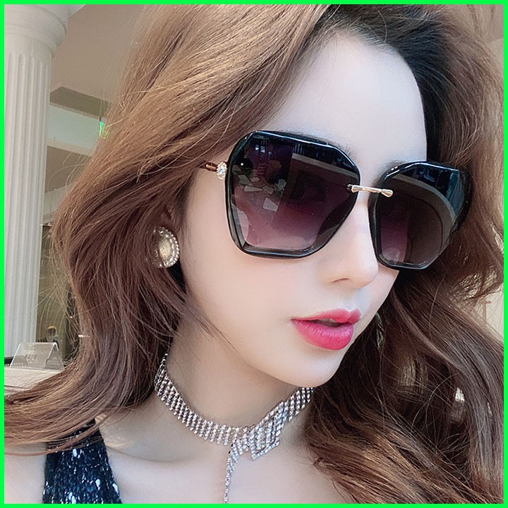 [Mã SRJULY1215 giảm 20K đơn 50K] Kính râm nữ thời trang 2021 - Mắt kính mát nữ đẹp gọng nhựa phối kim loại nâu đen_MS09