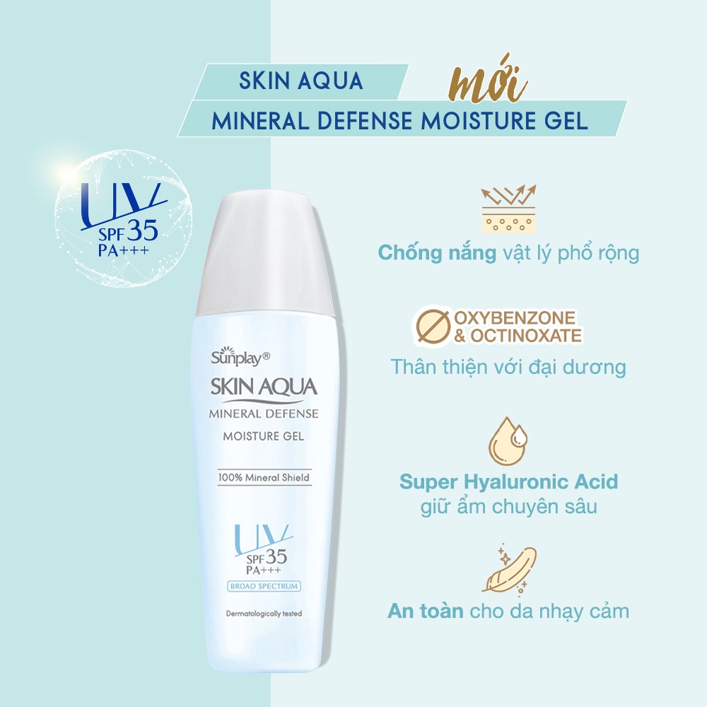 Gel Chống Nắng Vật Lý Bảo Vệ Da Dưỡng Ẩm Sunplay Skin Aqua Mineral Defense Moisture Gel SPF35 PA+++ 25g