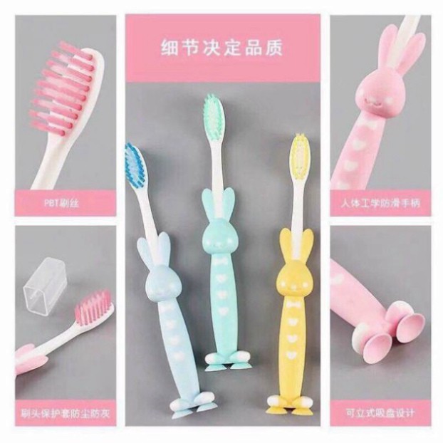 Set 4 Bàn Chải Xuất Nhật Cho Bé 4 màu xinh xắn, túi zip xịn (sỉ lẻ)