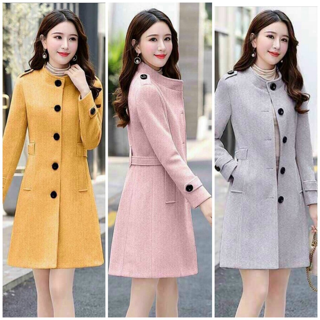 Áo Khoác Dạ Phom Dài Cổ Trụ Quý Cô Cao CấpBY4471