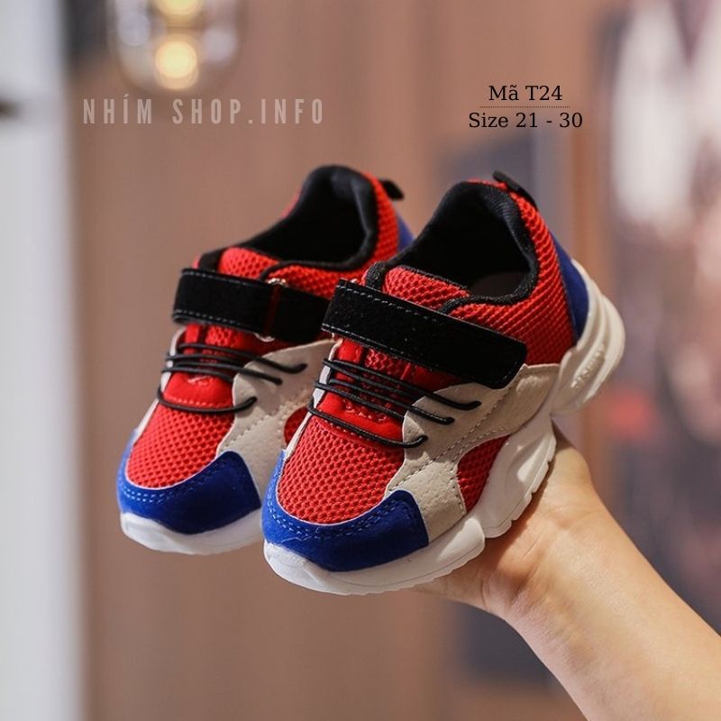 Giày thể thao bé trai bé gái thời trang - Giày cho bé 1 - 5 tuổi quai dán đế chống trơn phong cách Hàn Quốc T24