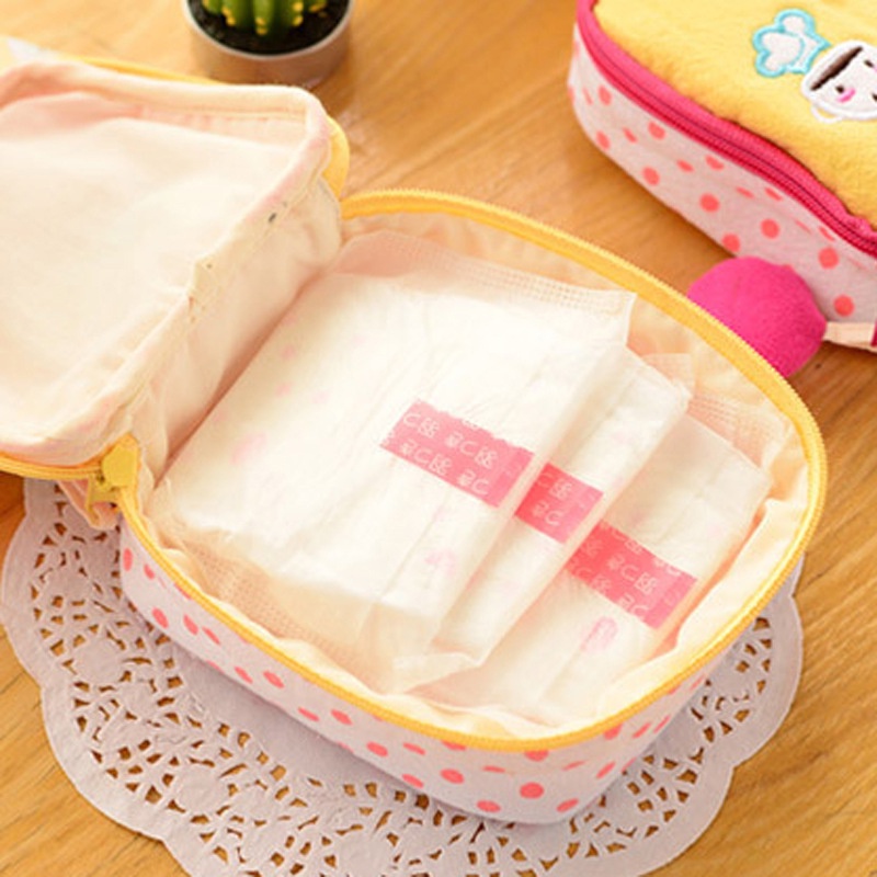 Túi Đựng Băng Vệ Sinh Bằng Vải Cotton Cỡ Lớn In Họa Tiết Hoạt Hình Đa Năng Jp5