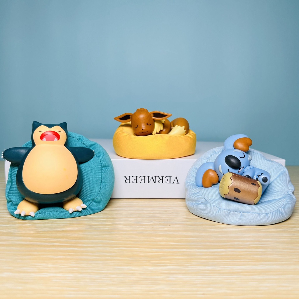 Set mô hình pokemon ngủ dễ thương trên gối, túi đồ chơi pokemon ngủ trang trí
