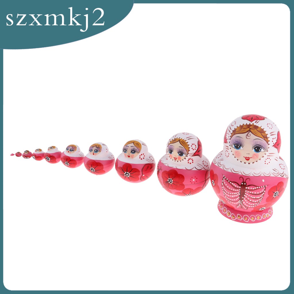 Bộ Búp Bê Nga Matryoshka Matryoshka 10 Món Bằng Gỗ szxmkj2