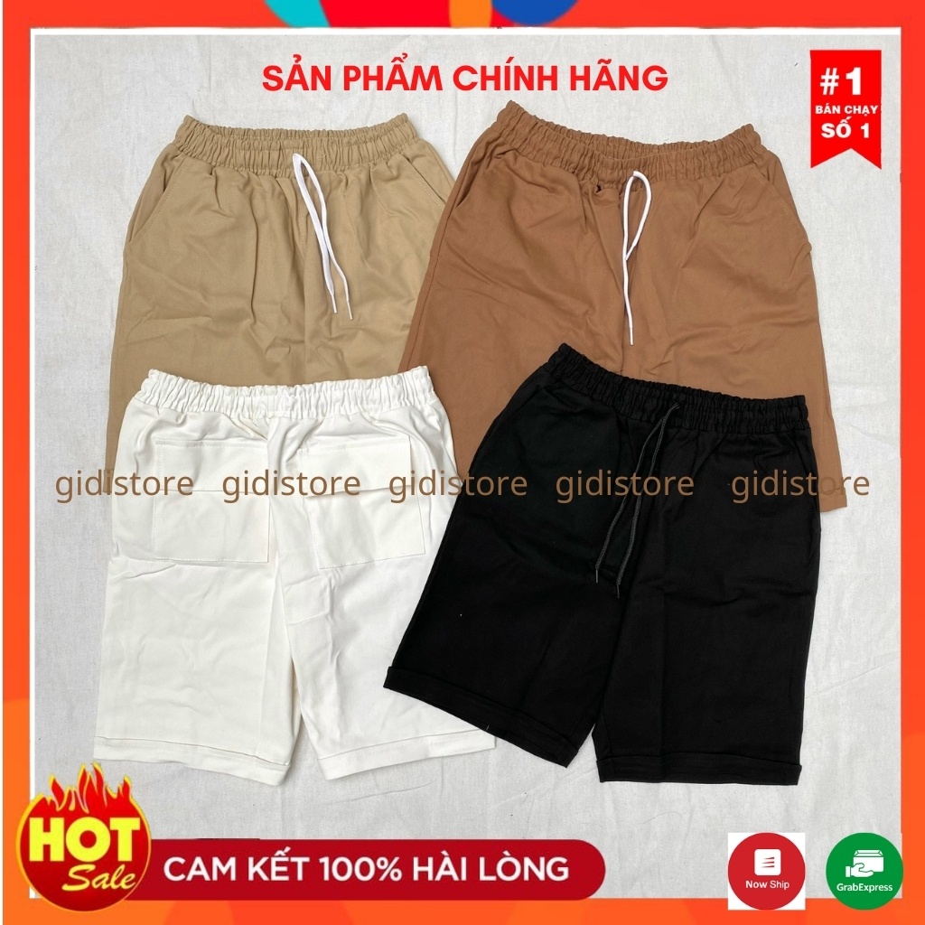 Quần short Kaki Nam nữ Unisex ống suông eo co giãn - quần đùi ngắn form OVERSIZE phong cách dạo phố thời trang 💥