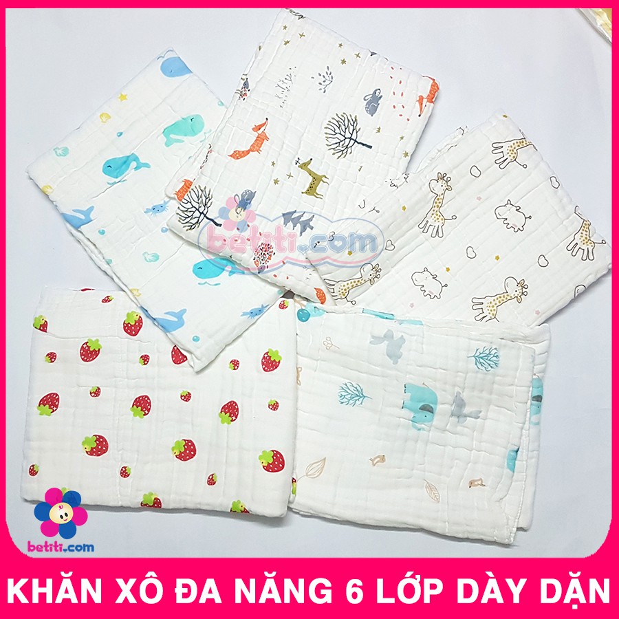 Khăn Xô Đa Năng 6 Lớp Dày Dùng Khăn Tắm, Khăn Đắp Dày Dặn (Họa Tiết Giao Ngẫu Nhiên) - BTT00189