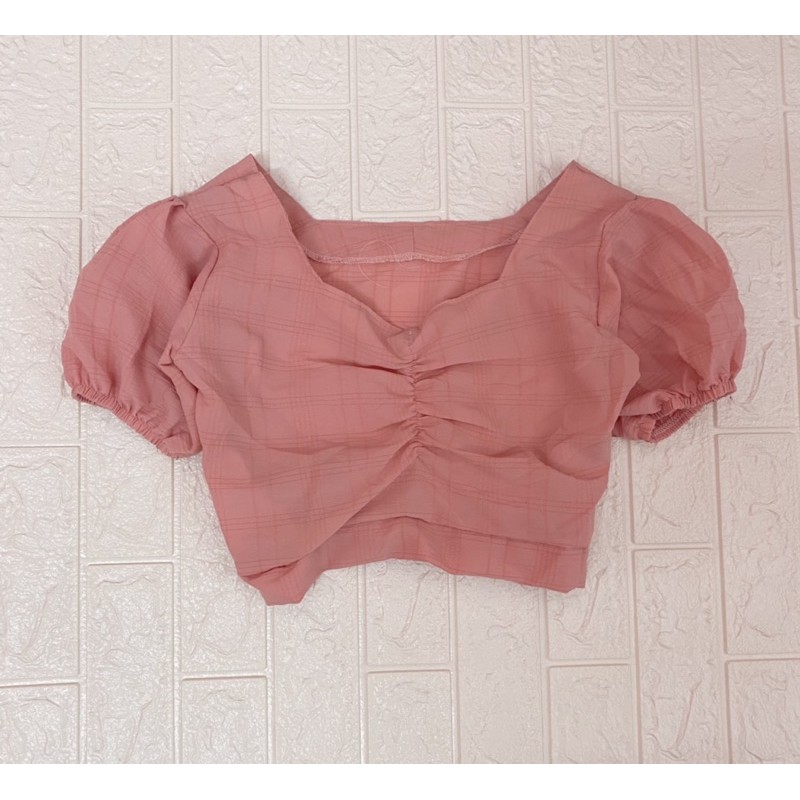 Áo croptop nhún ngực có chun eo, chất voan xốp đẹp