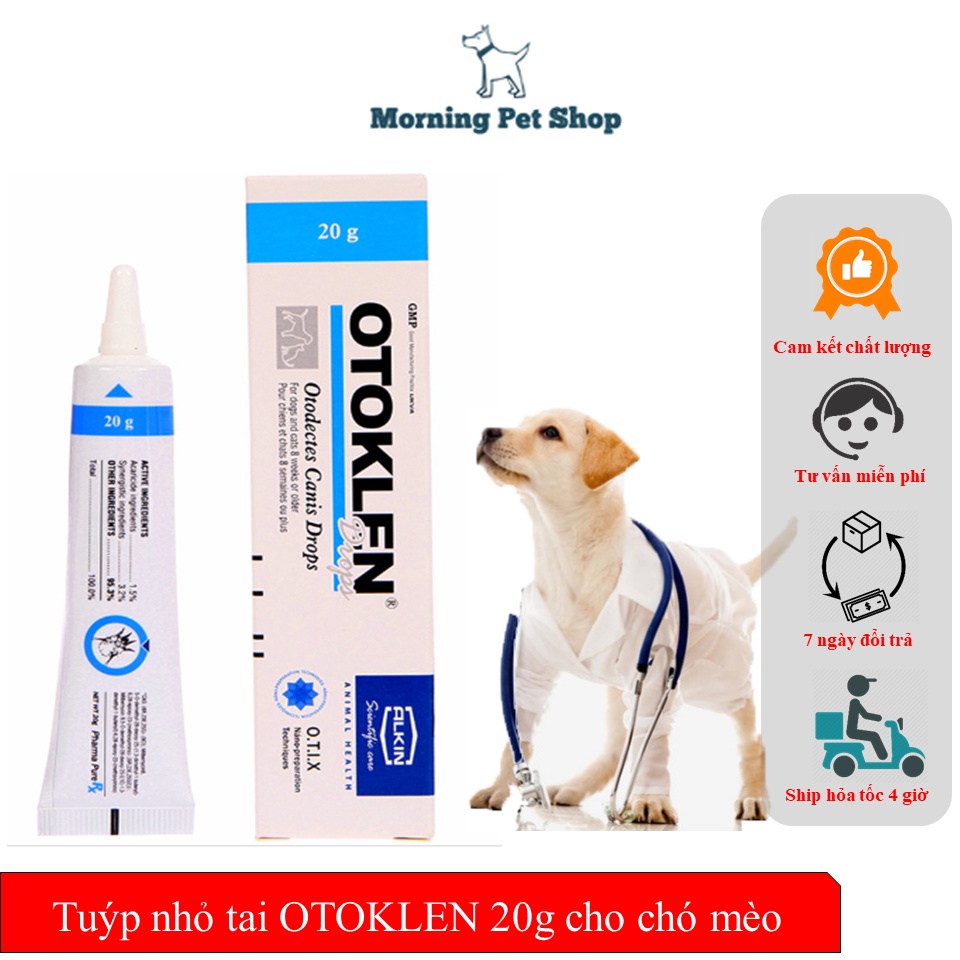 Tuýp nhỏ tai OTOKLEN 20g cho chó mèo - Hỗ trợ Trị Ngứa tai Viêm tai Hôi tai Nấm tai Ve