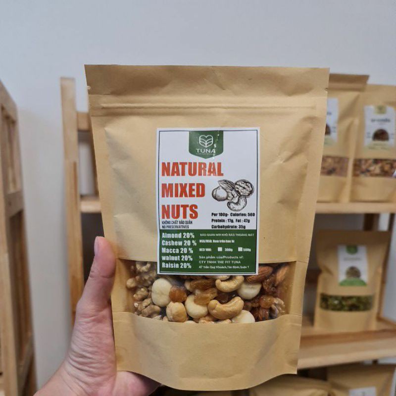 Mixed Nuts 5 Loại Hạt: Macca, Hạt Điều, Hạnh Nhân, Óc Chó, Nho Khô