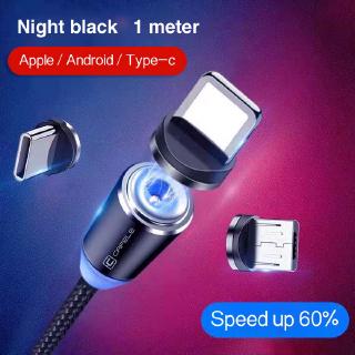 Dây cáp sạc nhanh nam châm 3 trong 1 2.4a type c/ios/micro 360