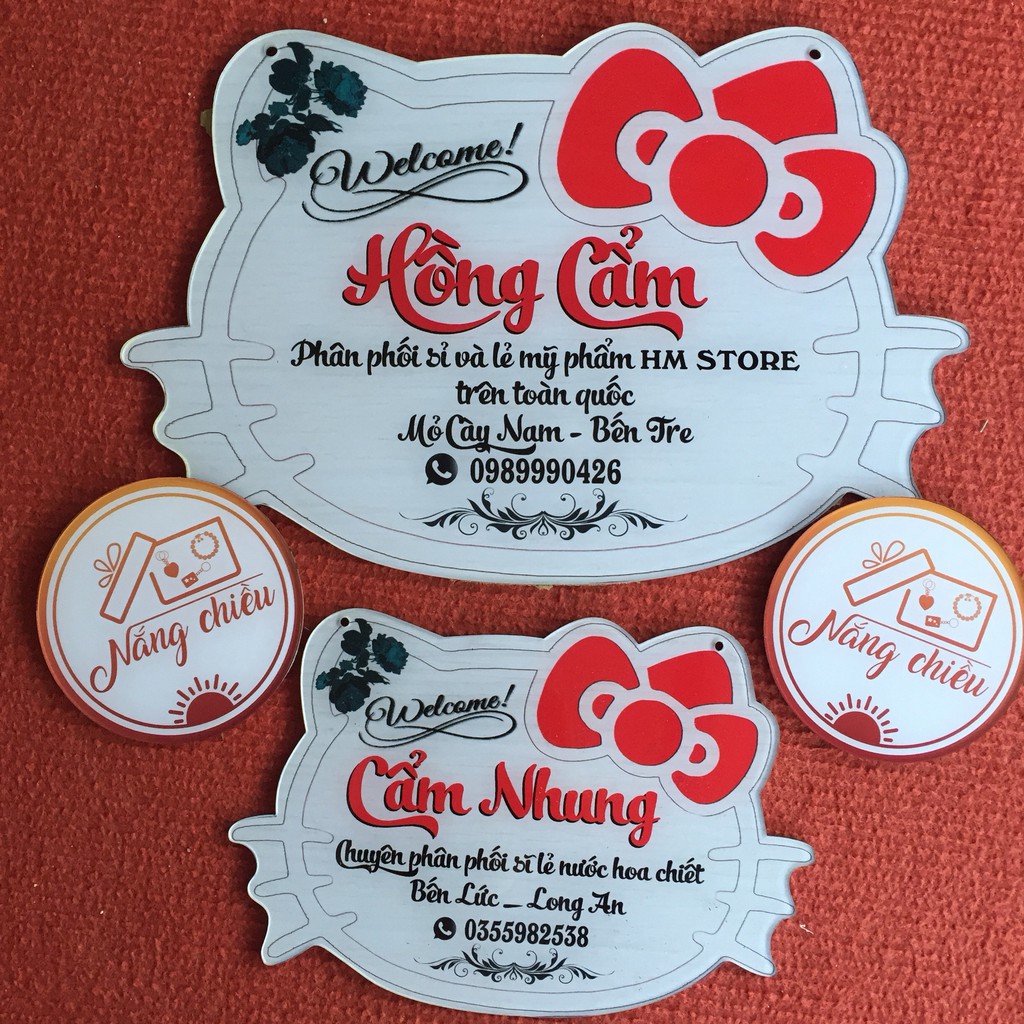 Bảng hiệu mica treo shop - Mẫu kitty xinh xắn