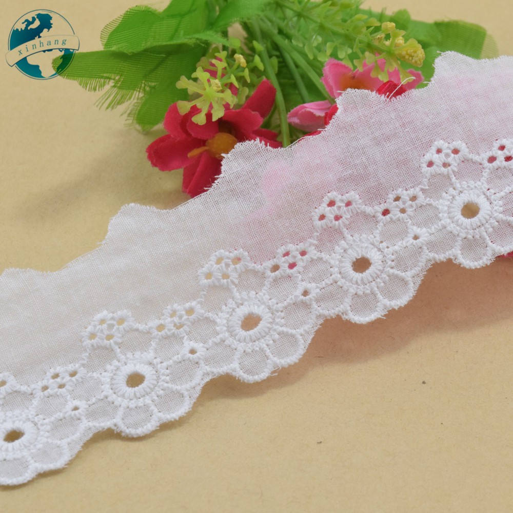 Vải Ren 100% cotton Rộng 4cm Dùng May Đầm mini 3073