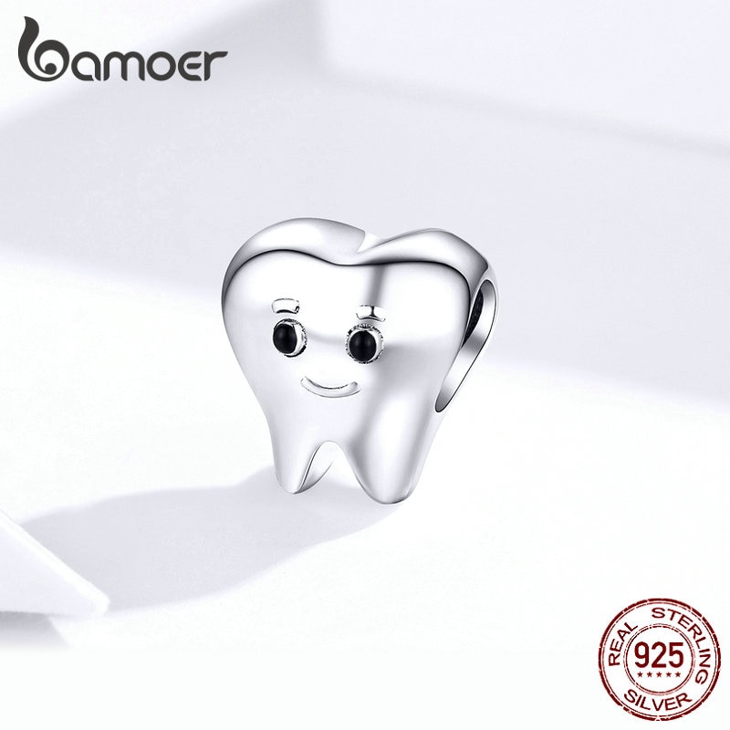 Phụ Kiện Bamoer Bằng Bạc Hình Chiếc Răng Dùng Làm Trang Sức Dễ Thương