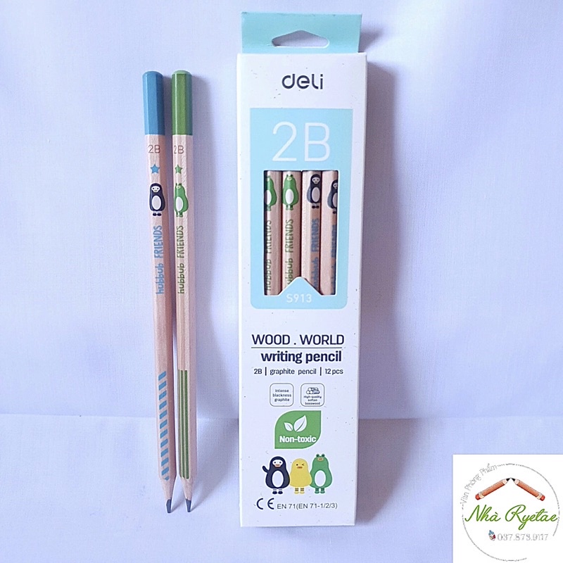 Bút chì Deli 2B hoạ tiết chim cánh cụt