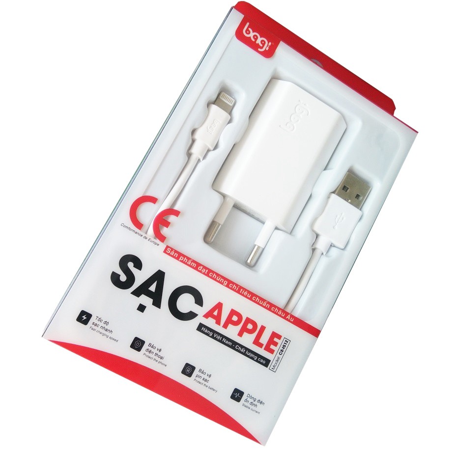 [BAGI] COMBO CỦ SẠC + CÁP SẠC LIGHTNING BAGI CB-I51Z CHO IPHONE