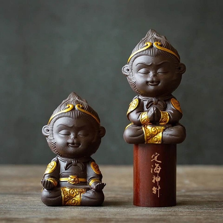 Tôn ngộ không tượng trang trí bể cá cảnh thủy sinh.