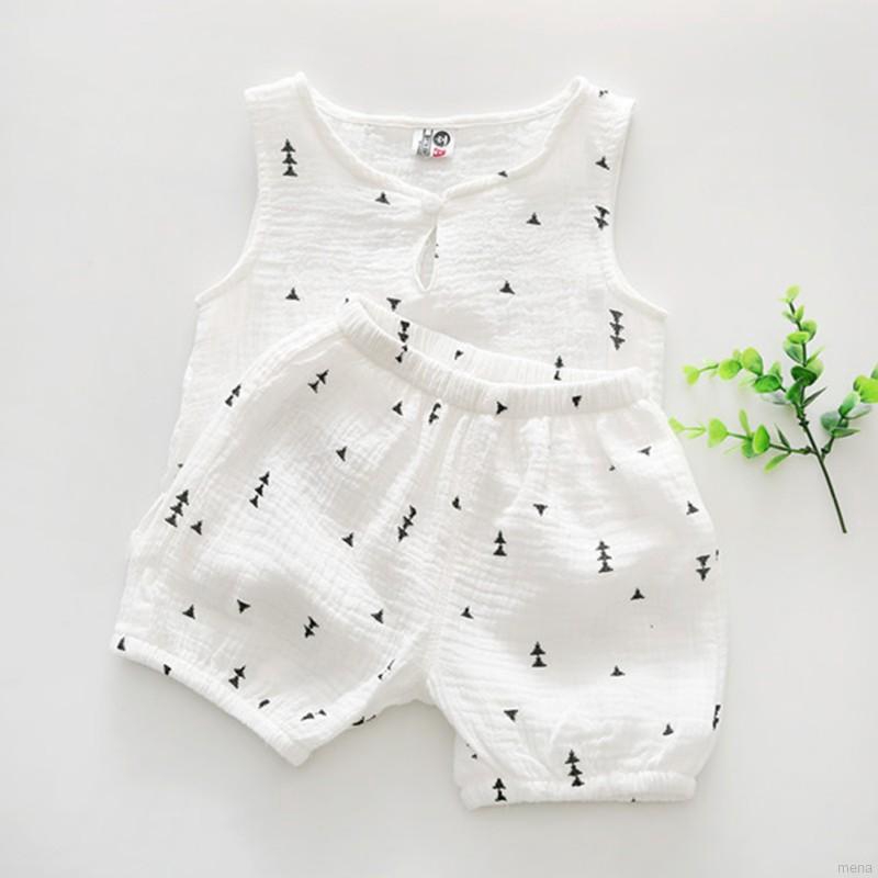 Set quần áo cộc tay in hình cây dễ thương cho bé