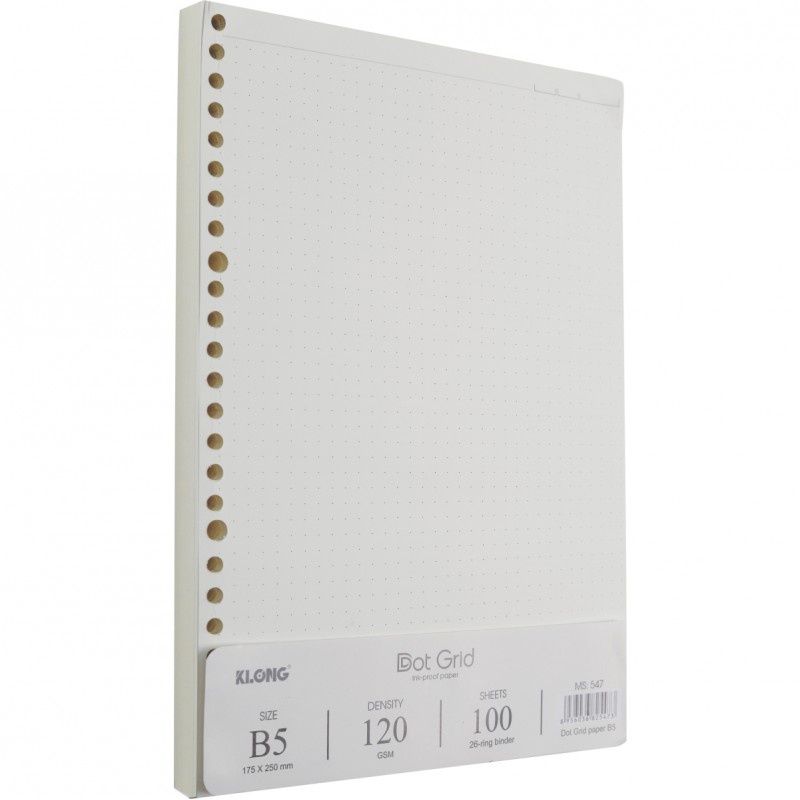 Sổ Binder File Dot Grid nhựa kẹp B5 Klong 545 40 tờ / Ruột sổ 547 100 tờ