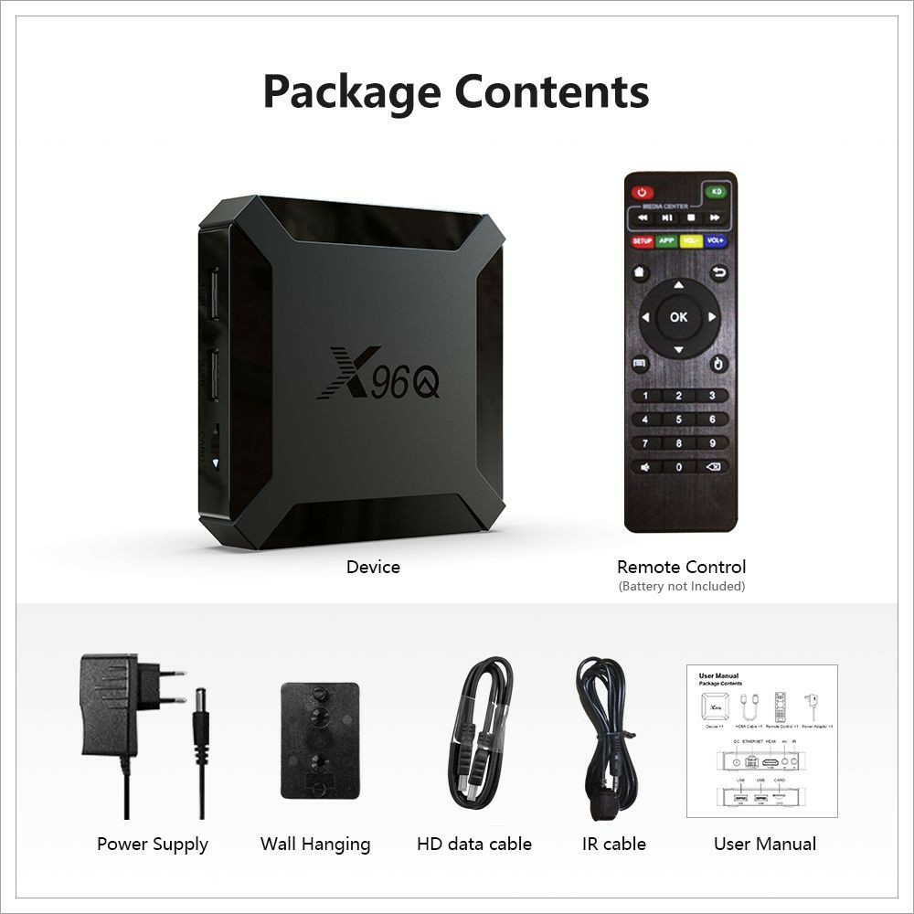 Android Tivi box X96Q Giọng Nói 2.4G Wifi H313 4 Lõi 2GB 16GB 4K HDMI 2.0A