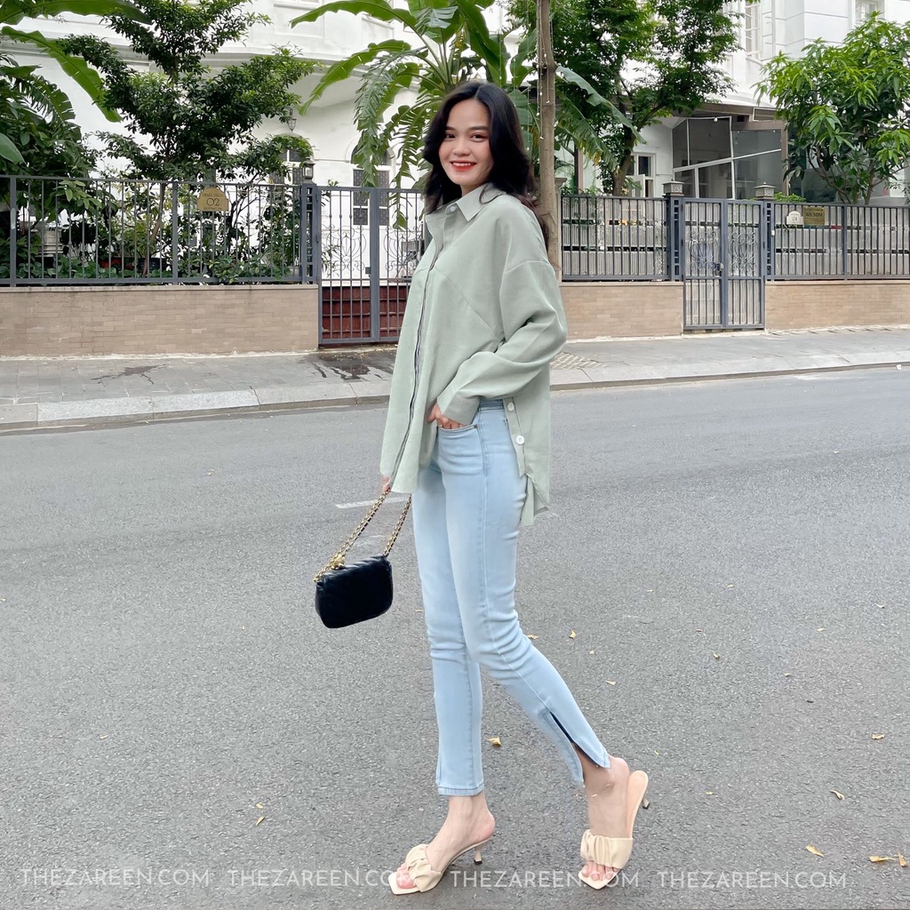 QUẦN JEANS SKINNY KHÓA GẤU ZAREEN JEA126 XANH NHẠT