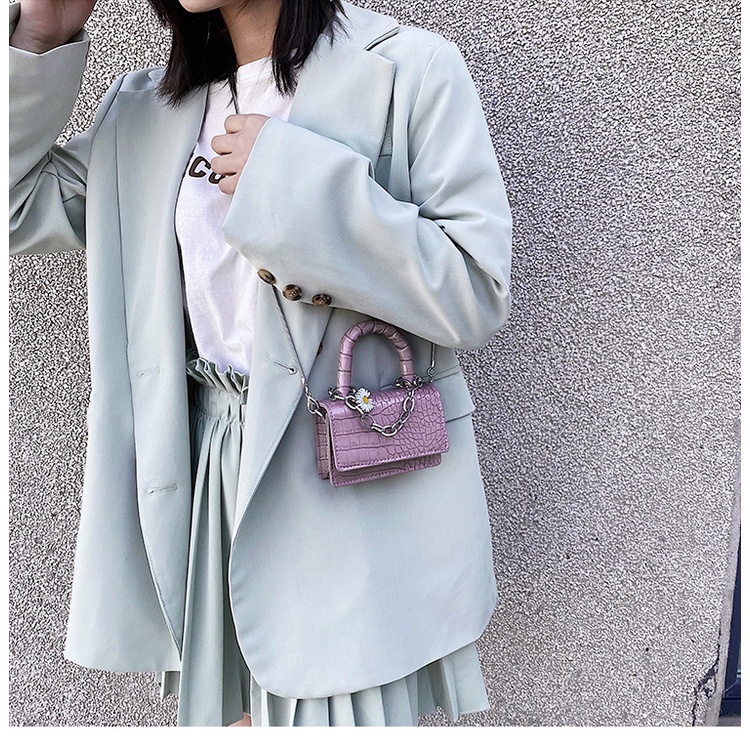 Túi Mini Nhỏ Đeo Chéo Phối Xích Hoa Cúc Xinh Xắn