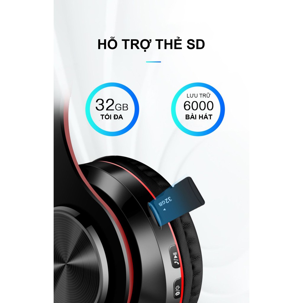 Tai nghe bluetooth không dây chụp tai B39 đèn LED 7 màu - Khe cắm thẻ nhớ - Jack cắm 3.5mm | BigBuy360 - bigbuy360.vn