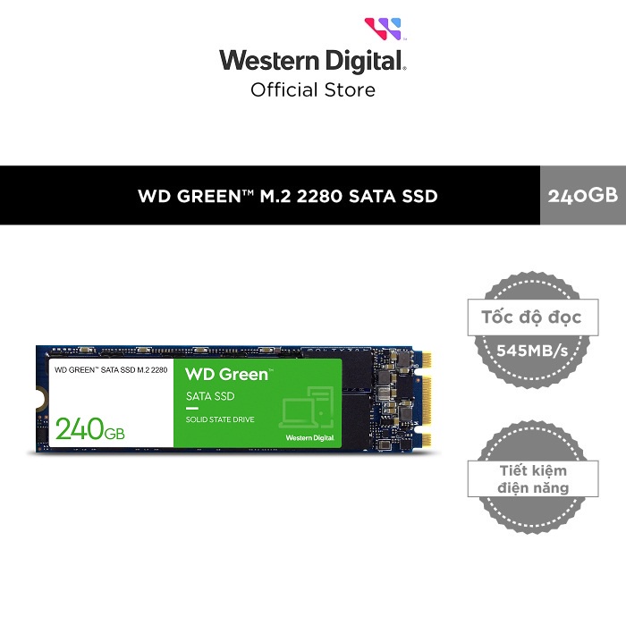 Ổ cứng SSD Western Digital Green M.2 2280 Sata III 240GB WDS240G3G0B - new version 2022