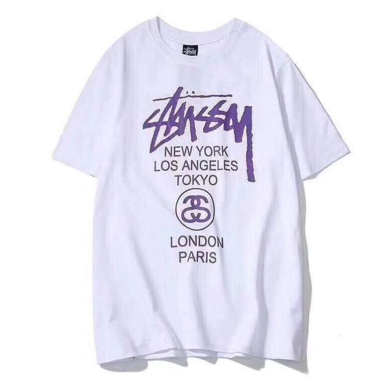 Áo Thun Cotton Tay Ngắn In Chữ Stussy Thời Trang Cho Nam Và Nữ