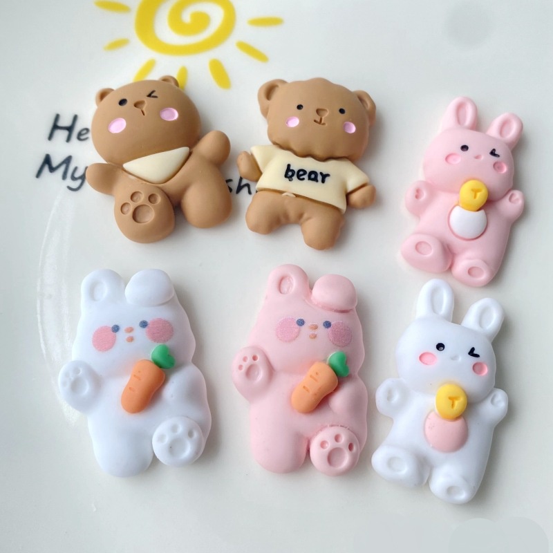 Phụ kiện trang trí kẹp tóc/ điện thoại bằng nhựa resin tùy chọn họa tiết hoạt hình DIY