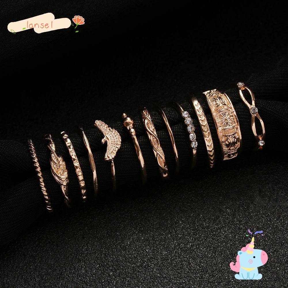 Set 12 Nhẫn Đeo Khớp Ngón Tay Phong Cách Punk Cổ Điển Kiểu Dáng Mới