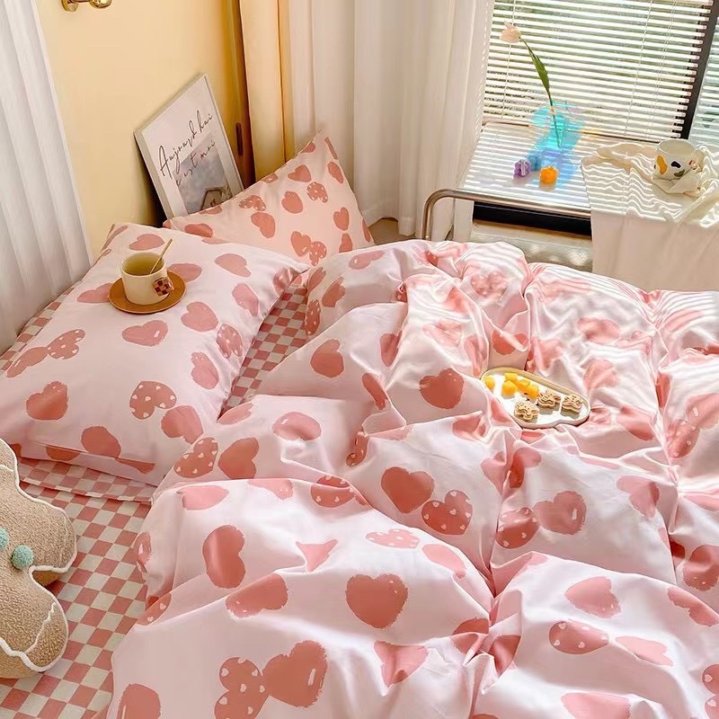 Bộ Chăn Ga Gối ❤️ cotton living 100% đủ size đệm hoa nhí Hàn Quốc miễn phí bo chun nhập khẩu Mượt Decor