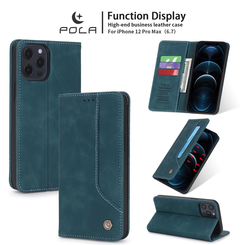 Bao da điện thoại từ tính nắp lật cao cấp cho Iphone 15 14 13 12 Mini 11 Pro Xs Max Plus