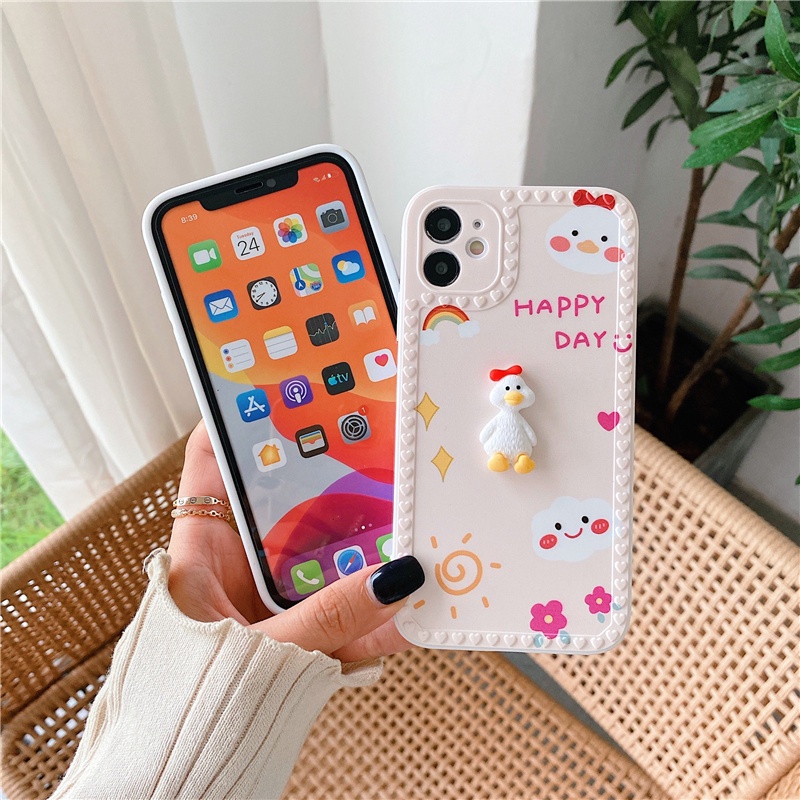 Ốp lưng TPU mềm in hình chú vịt màu trắng cổ điển cho iphone7 iphone8Plus iphoneX / XS