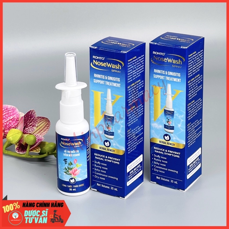 Xịt hỗ trợ viêm mũi xoang Rohto NoseWash Spray 35ml - Minpharmacy